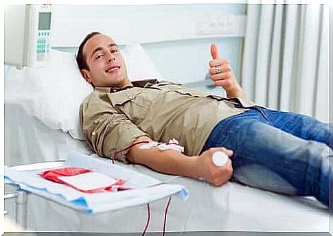 Man donating blood