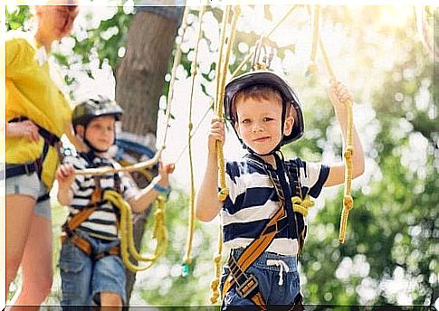 Children climb