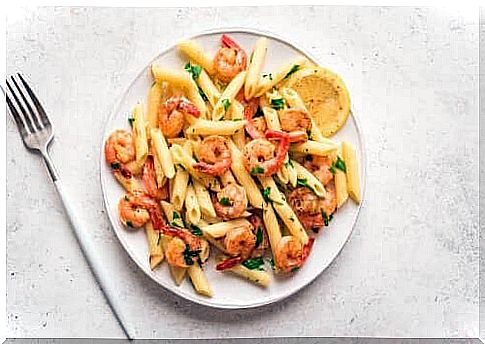 Recipe for pasta with shrimp and lemon